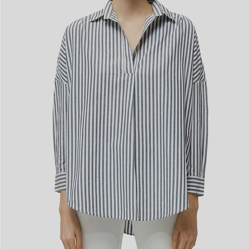 French Connection Navy and White Striped Shirt